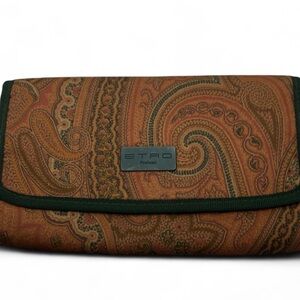 ETRO Logo Plate Paisley Cotton Canvas Long Wallet